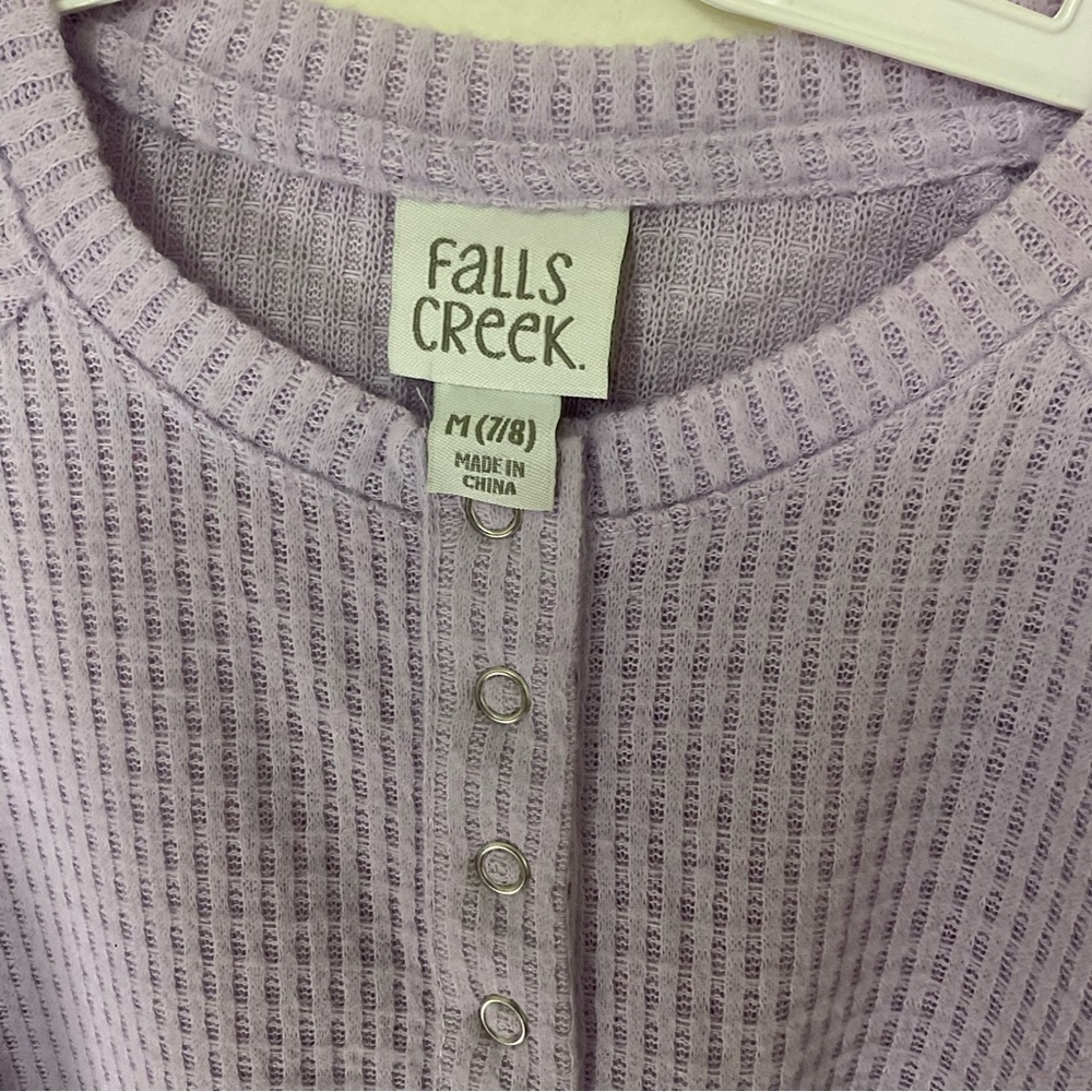 Falls Creek Kids Long Sleeve Lavender Purple Waffle Top M 7/8 Brand New Snap - Picture 3 of 5